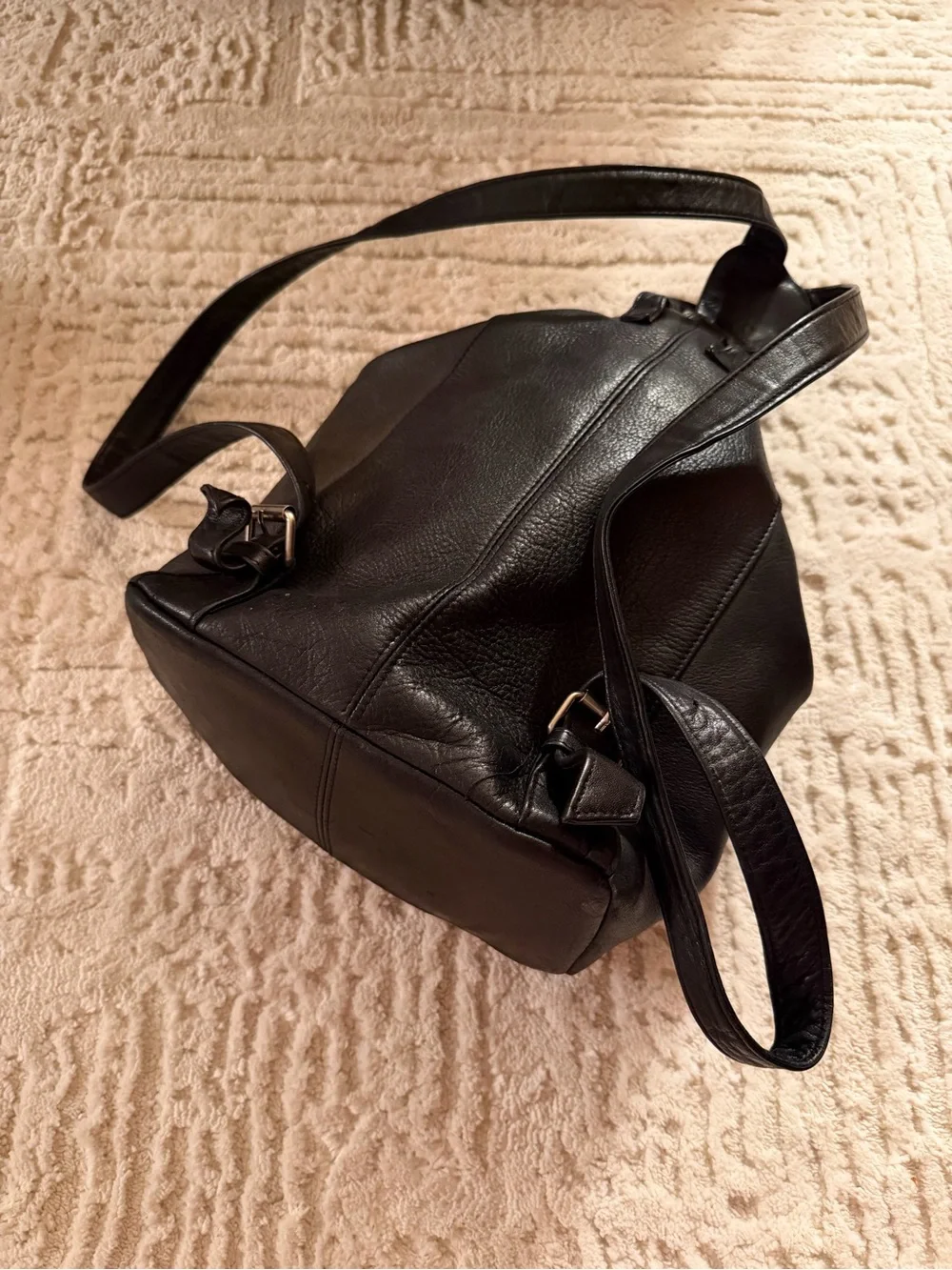Tignanello black leather backpack purse convertible